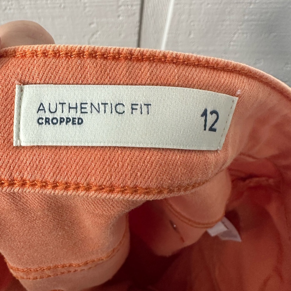J. Jill Jeans Womens Cropped Orange Mid Rise Cuffed Denim Size 12 EUC - Picture 9 of 10